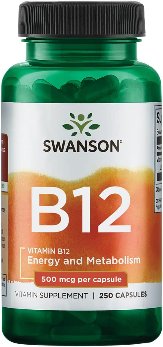 Swanson Vitamin B12, Energy Metabolism, Nervous System-250 Capsules