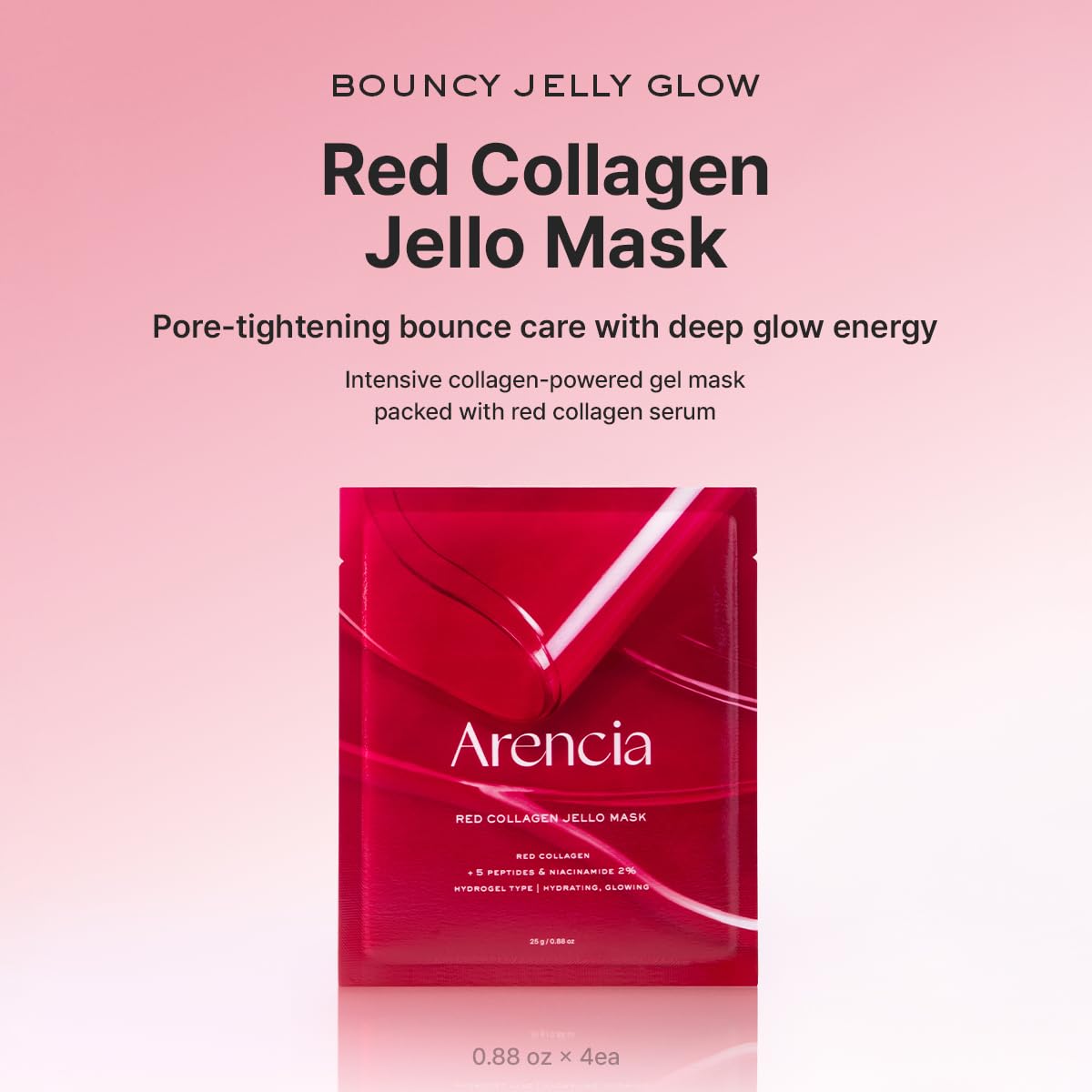 ARENCIA Red Collagen Jello Mask, Plump & Hydrating x 4ea,