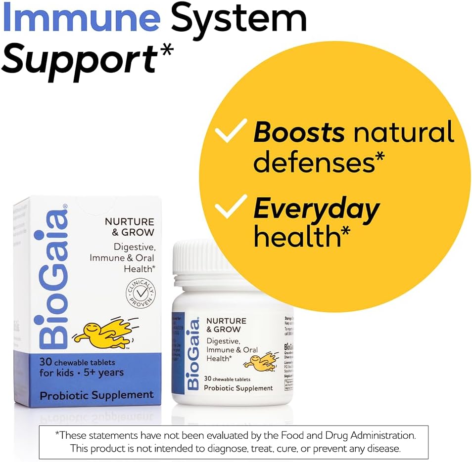 BioGaia Nurture & Grow Kids Probiotic  Ages 5+  Chewable Probiotic 30 count