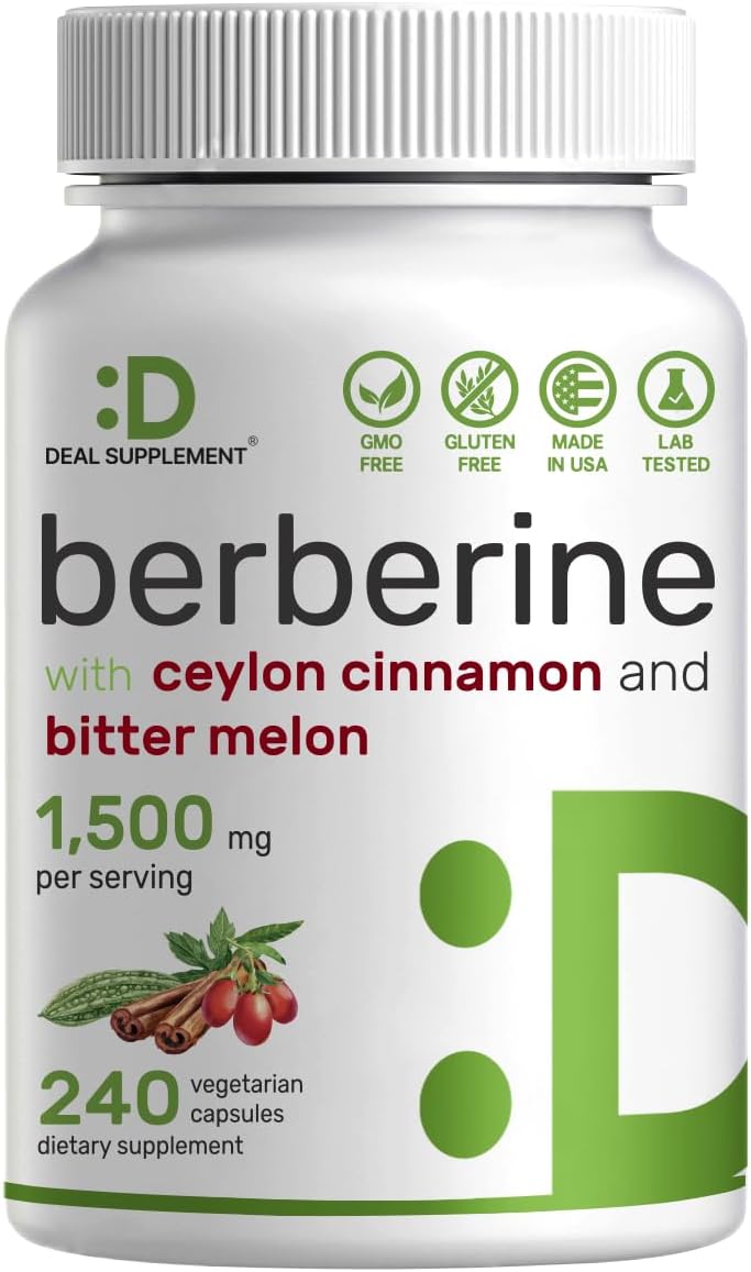 Berberine Ceylon Cinnamon Bark & Bitter Melon 240 Veggie Capsules