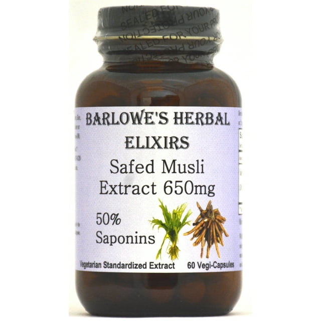 Barlowe's Herbal Elixirs Safed Musli Extract - 50% Saponins 60-650mg VegiCaps