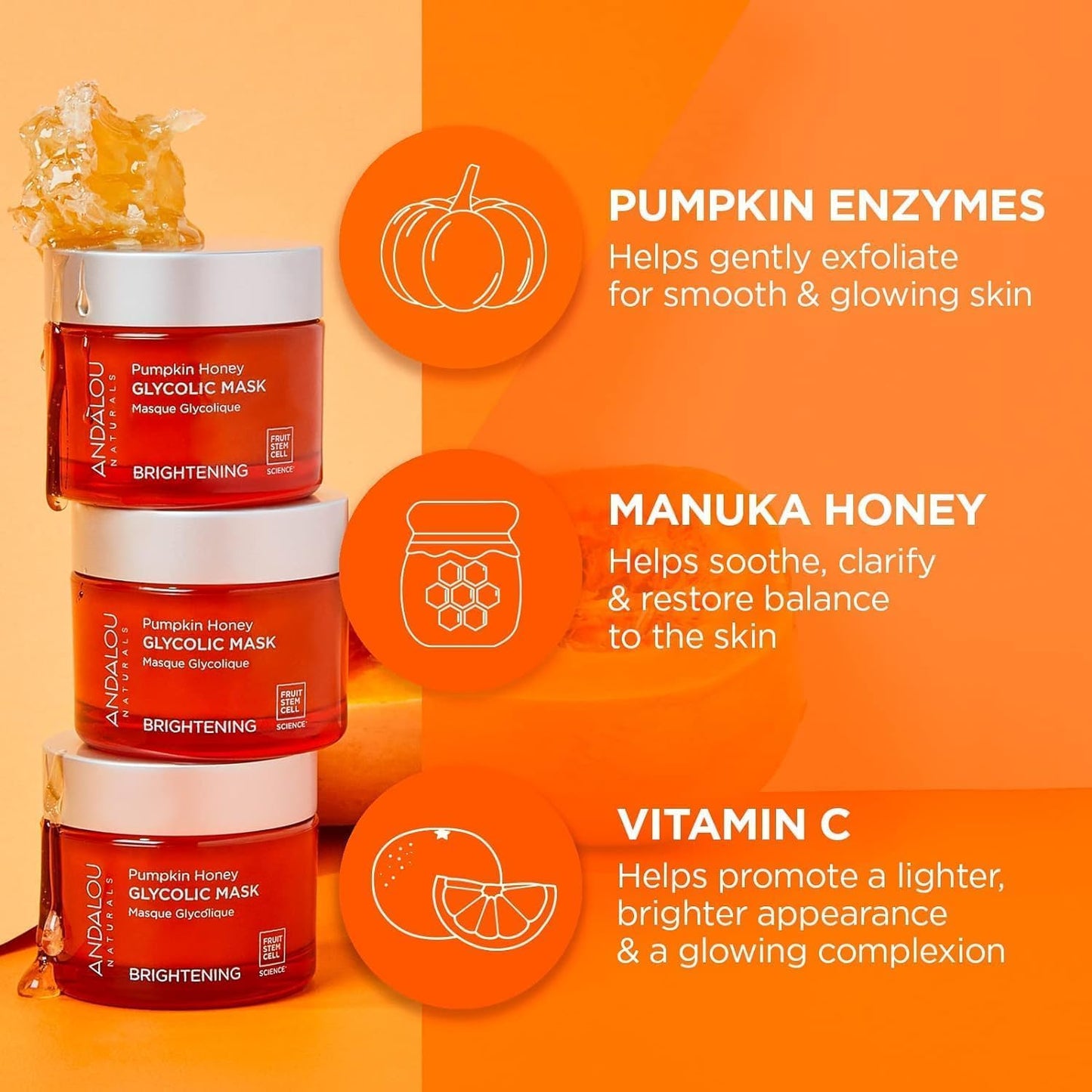 Andalou Naturals Pumpkin Honey Glycolic Mask,1.7 fl oz