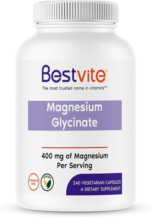 BESTVITE Magnesium Glycinate - 400mg of Magnesium per Serving (240 Vegetarian Capsules)