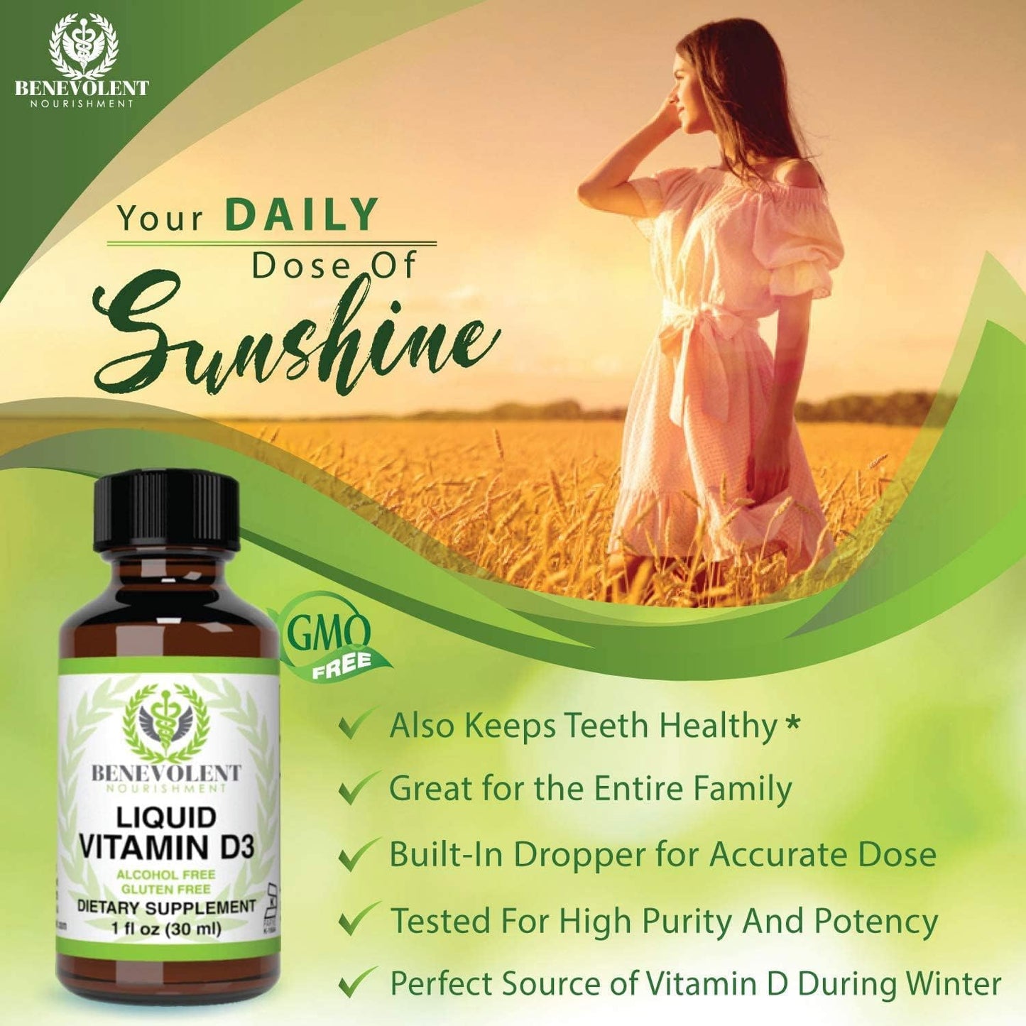 Benevolent Nourishment Vitamin D3 Drops 5000 IU -30 ml