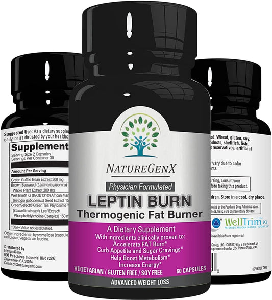 Leptin Burn - Thermogenic Fat Burner, Appetite Suppressant -60 capsules