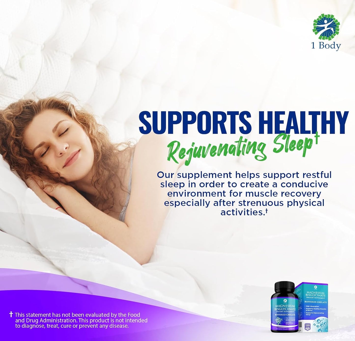 1 Body Magnesium Bisglycinate 120 Capsules