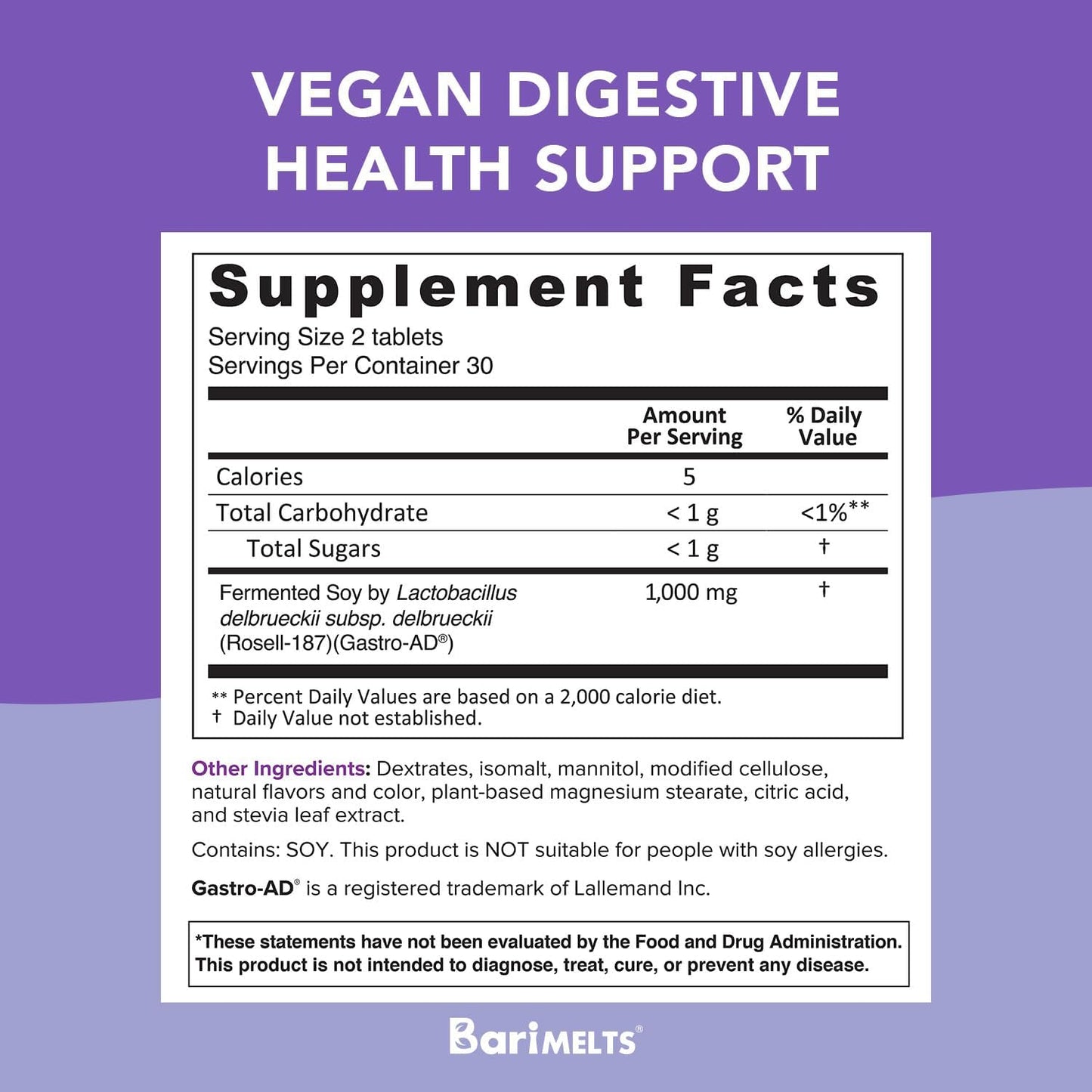 BariMelts Gastro Zen- 1 Month Supply 60 Chewable Tablets