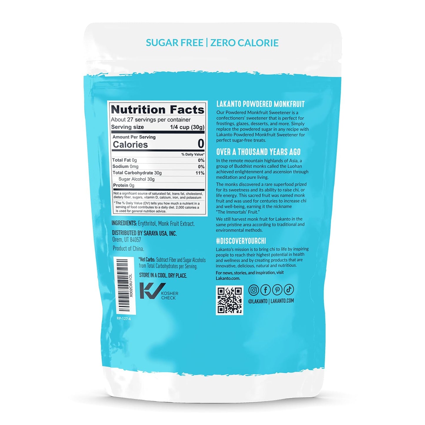 Lakanto Powdered Monk Fruit Sweetener with Erythritol -Powdered - 1.76 lb