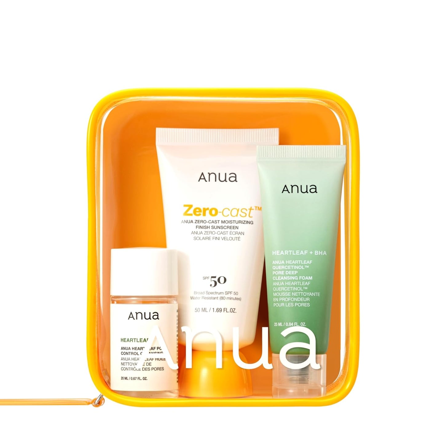 Anua Sun-Ready Travel Kit, Zero-Cast Sunscreen & Cleansing oil & Face Wash