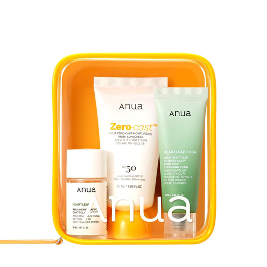 Anua Sun-Ready Travel Kit, Zero-Cast Sunscreen & Cleansing oil & Face Wash