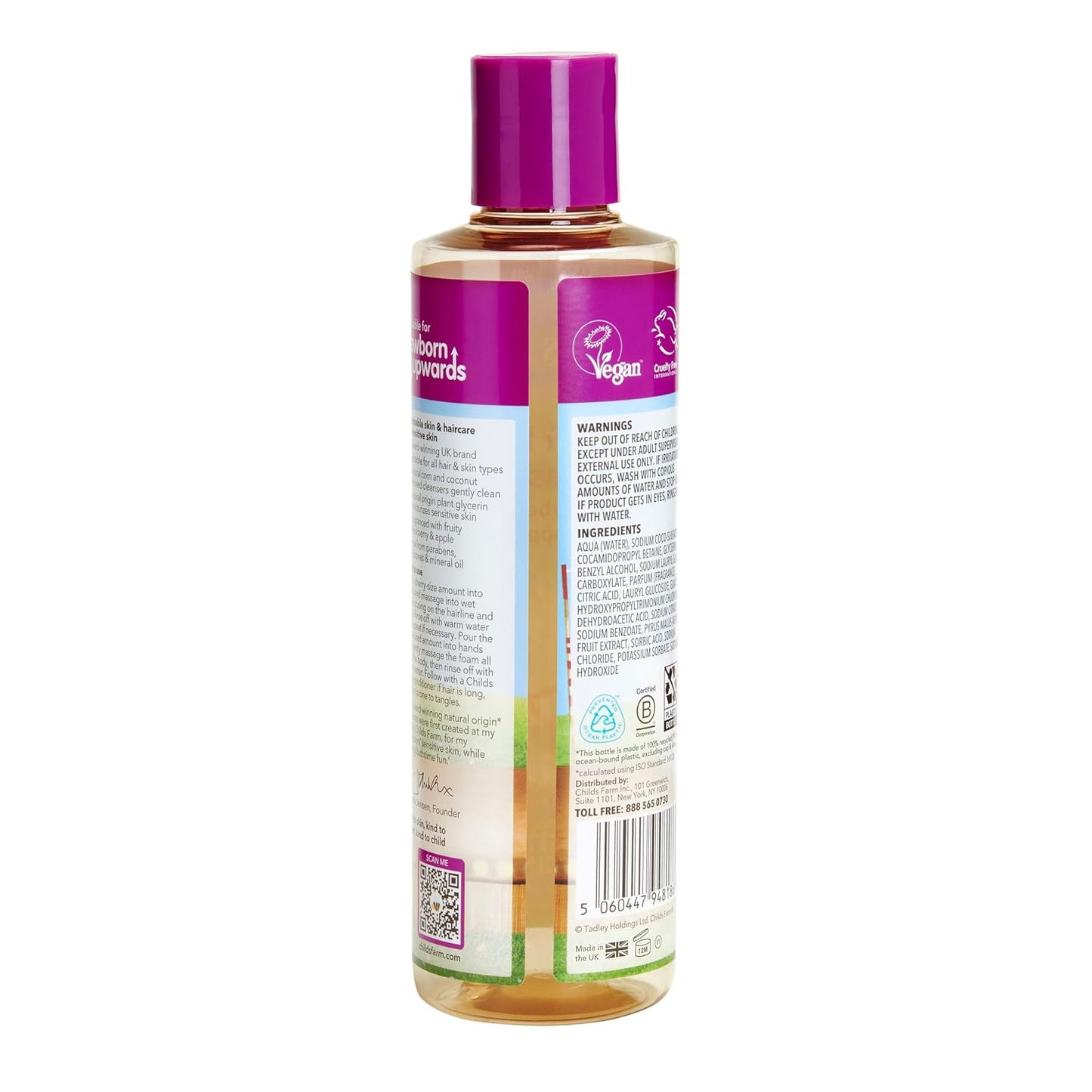 Childs Farm, Kids Hair & Body Wash for Dry Blackberry & Organic Apple - 8.4 Fl Oz