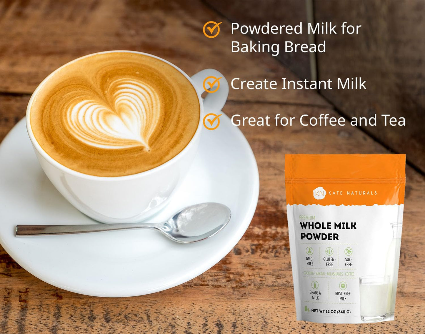 Kate Naturals Dry Whole Milk Powder - 12oz