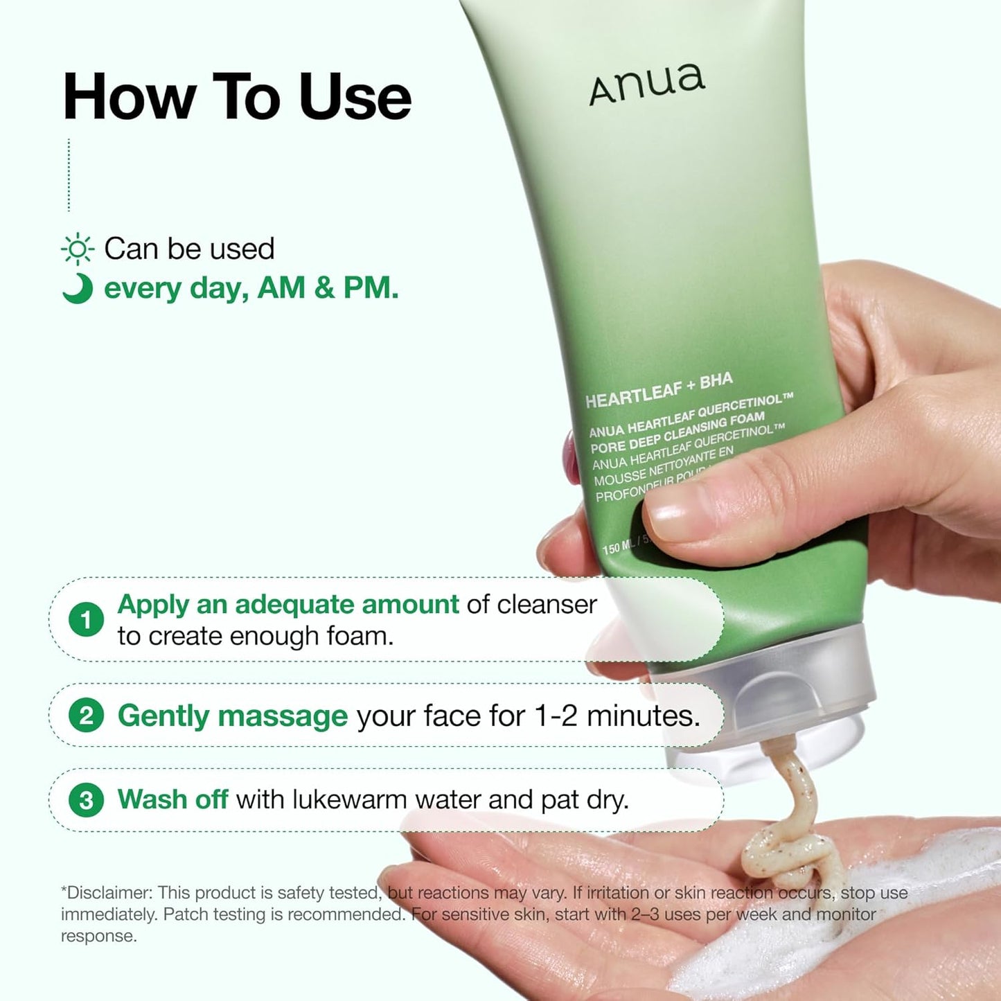 Anua Heartleaf Quercetinol Pore Deep Cleansing Foam, Face wash -  5.07 fl.oz.