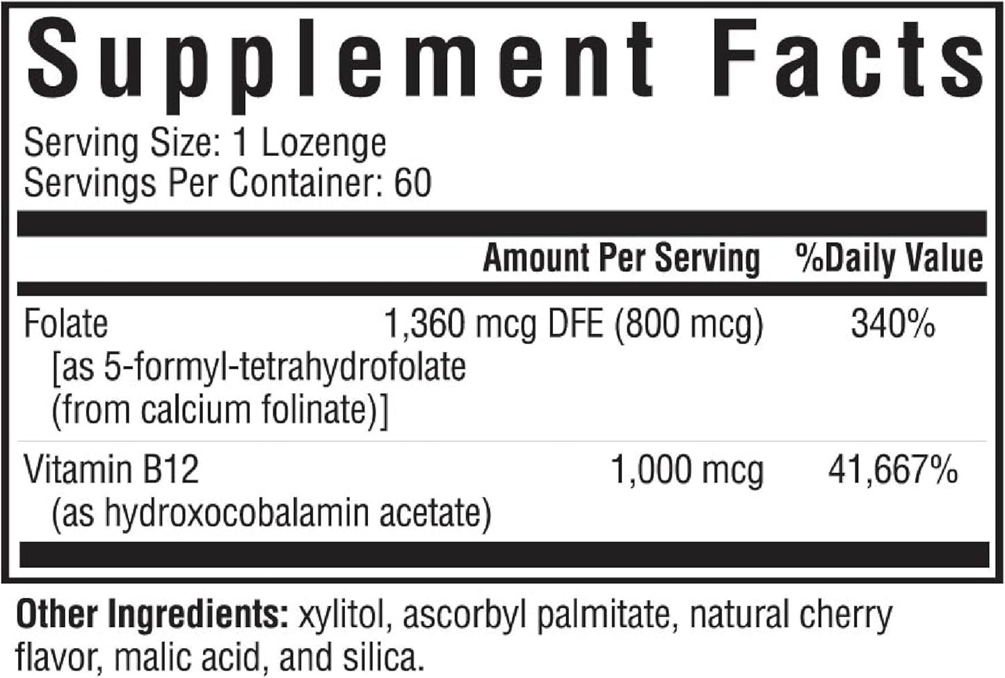 Seeking Health Hydroxo B12  complex with Folinic Acid - Supplement  - 60 Lozenges