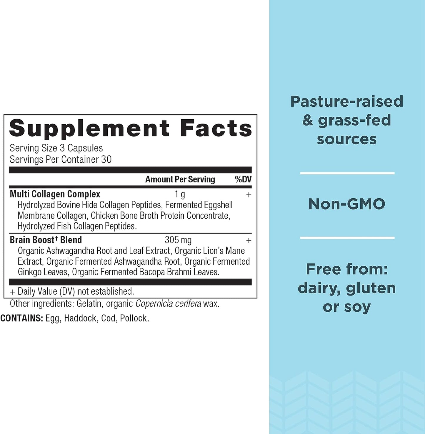 Ancient Nutrition Collagen Protein Brain Boost, Collagen Protein Capsules Brain Supplement 90 count