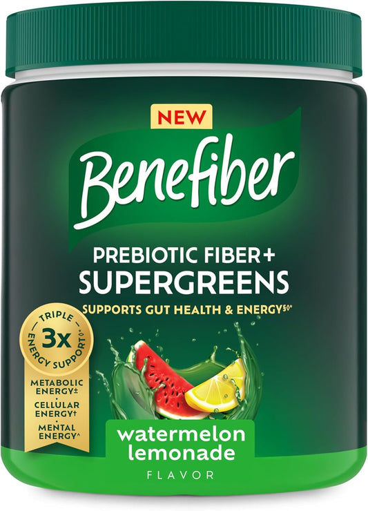 Benefiber Prebiotic Fiber + Supergreens  Watermelon Lemonade Flavor, 8.8 oz