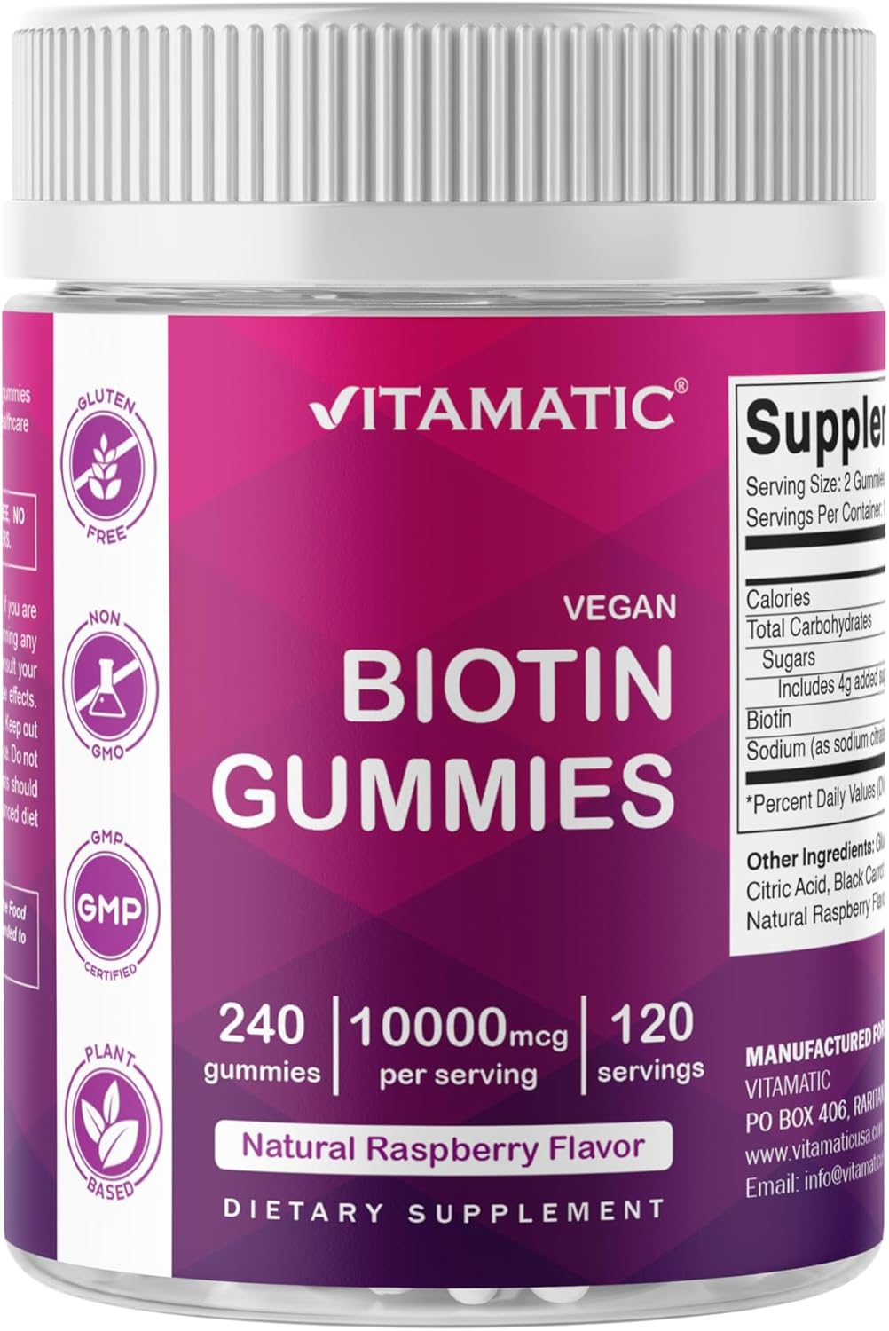 Vitamatic Biotin Gummies 10,000 mcg  - 240 Vegan Gummies