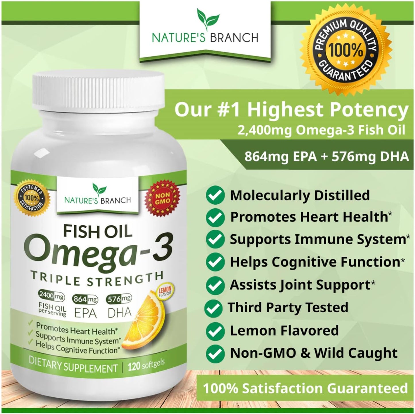 Best Triple Strength Omega 3 Fish Oil Pills 120 Capsules