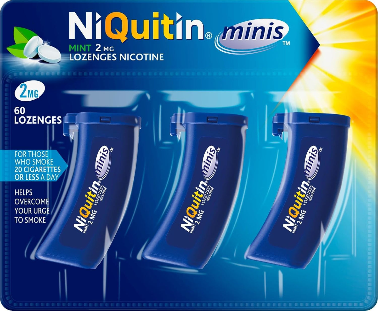 NiQuitin Minis Mint 2 mg Lozenges - 60 Mini Lozenges  (Pack of 3)