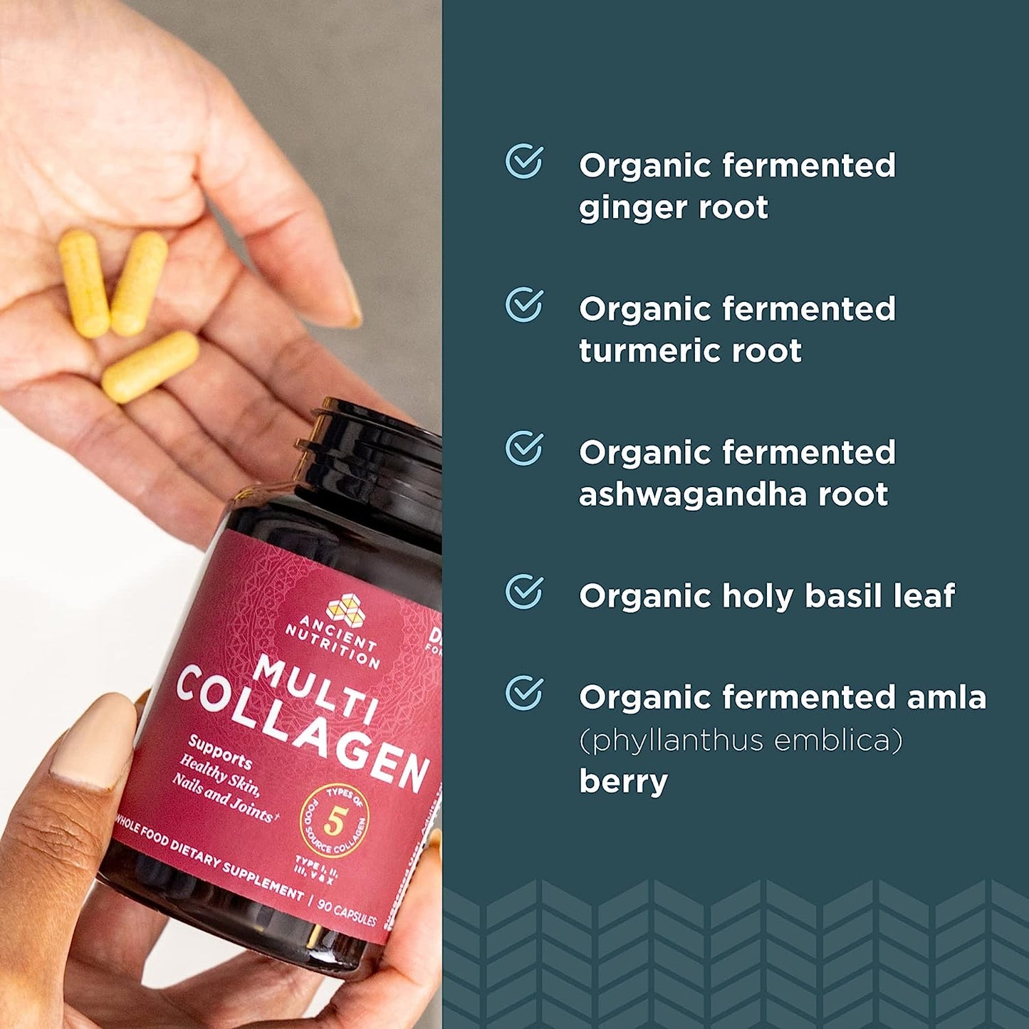 Ancient Nutrition Collagen Pills Peptides Powder Supplement, 90 count