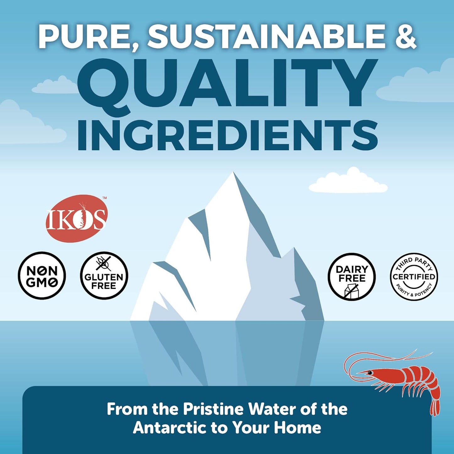 Antarctic Krill Oil Omega 3 Fatty Acid Supplements 1250 mg, 60 count
