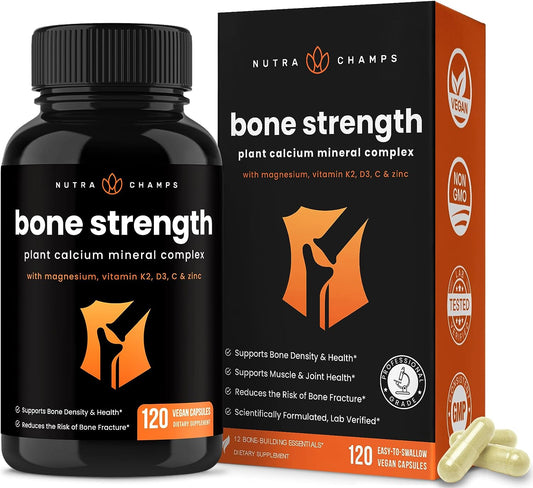 Bone Strength Supplements | Plant Based Calcium Supplement 600mg 120 capsules