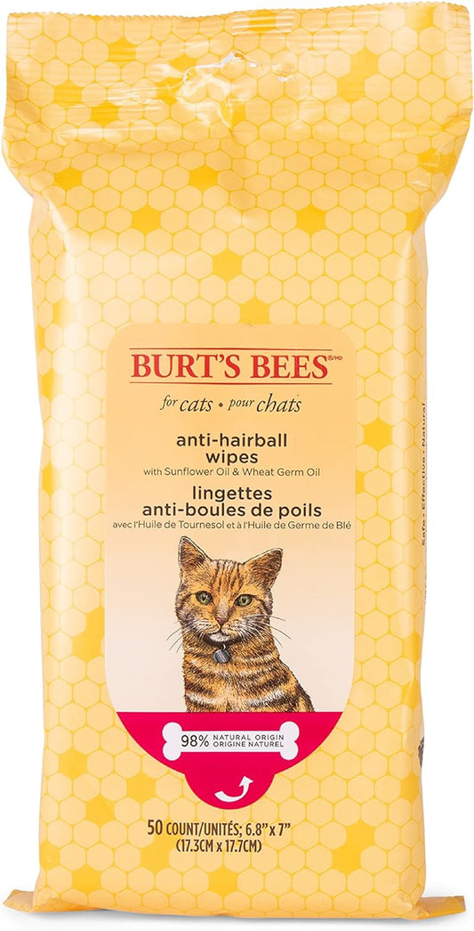 Burt's Bees for Pets Anti-Hairball Wipes for Cats - 50 Count