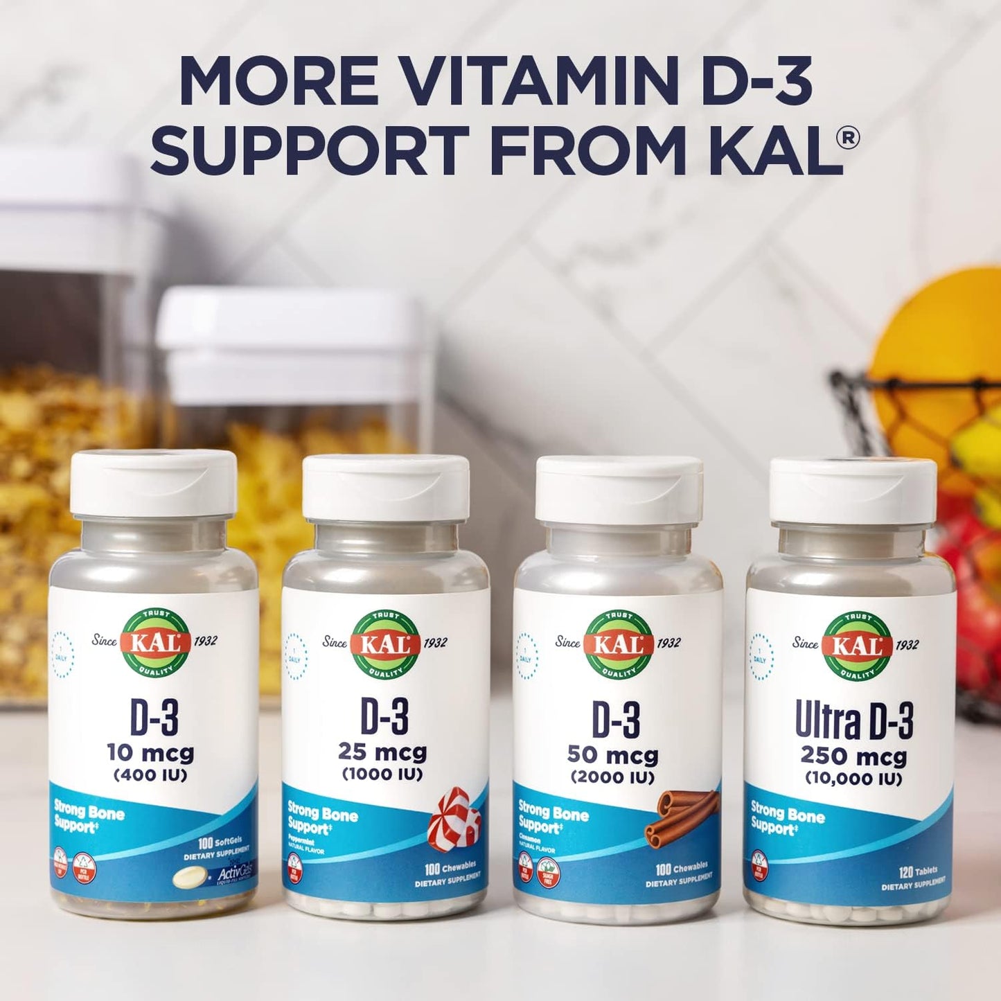 KAL Vitamin D3 K2 ActivMelt, Bone Health, Heart and Immune Support 60 count