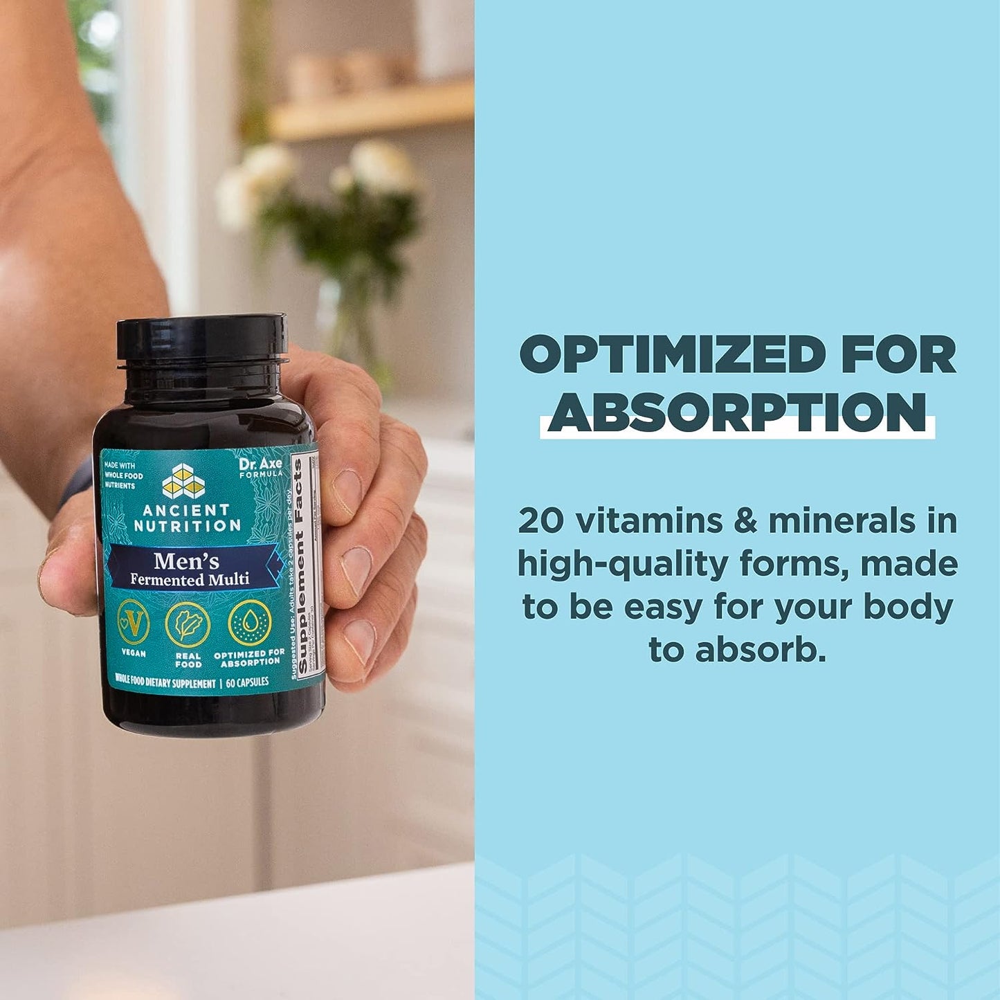 Multivitamin for Men by Ancient Nutrition, Men's Fermented 60 count