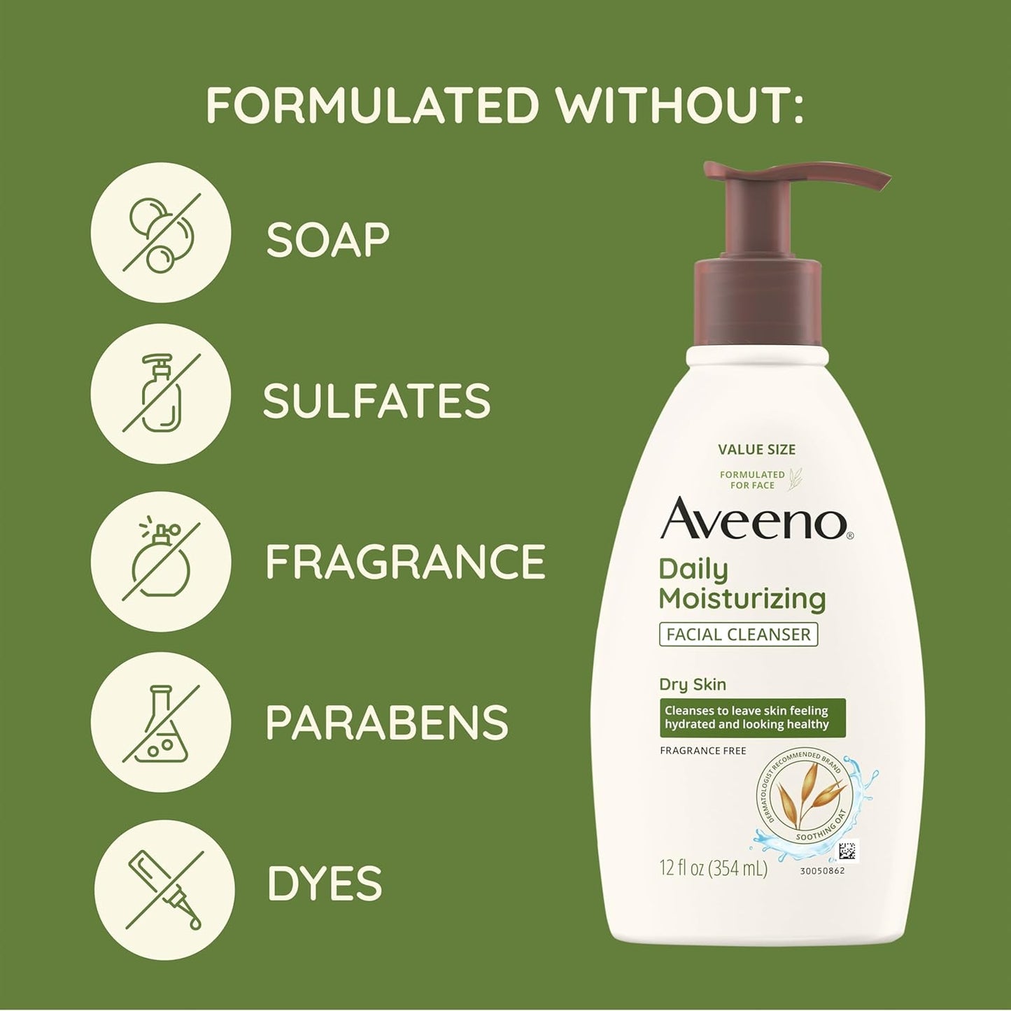Aveeno Daily Moisturizing Facial Cleanser for Dry Skin - 12 FL OZ
