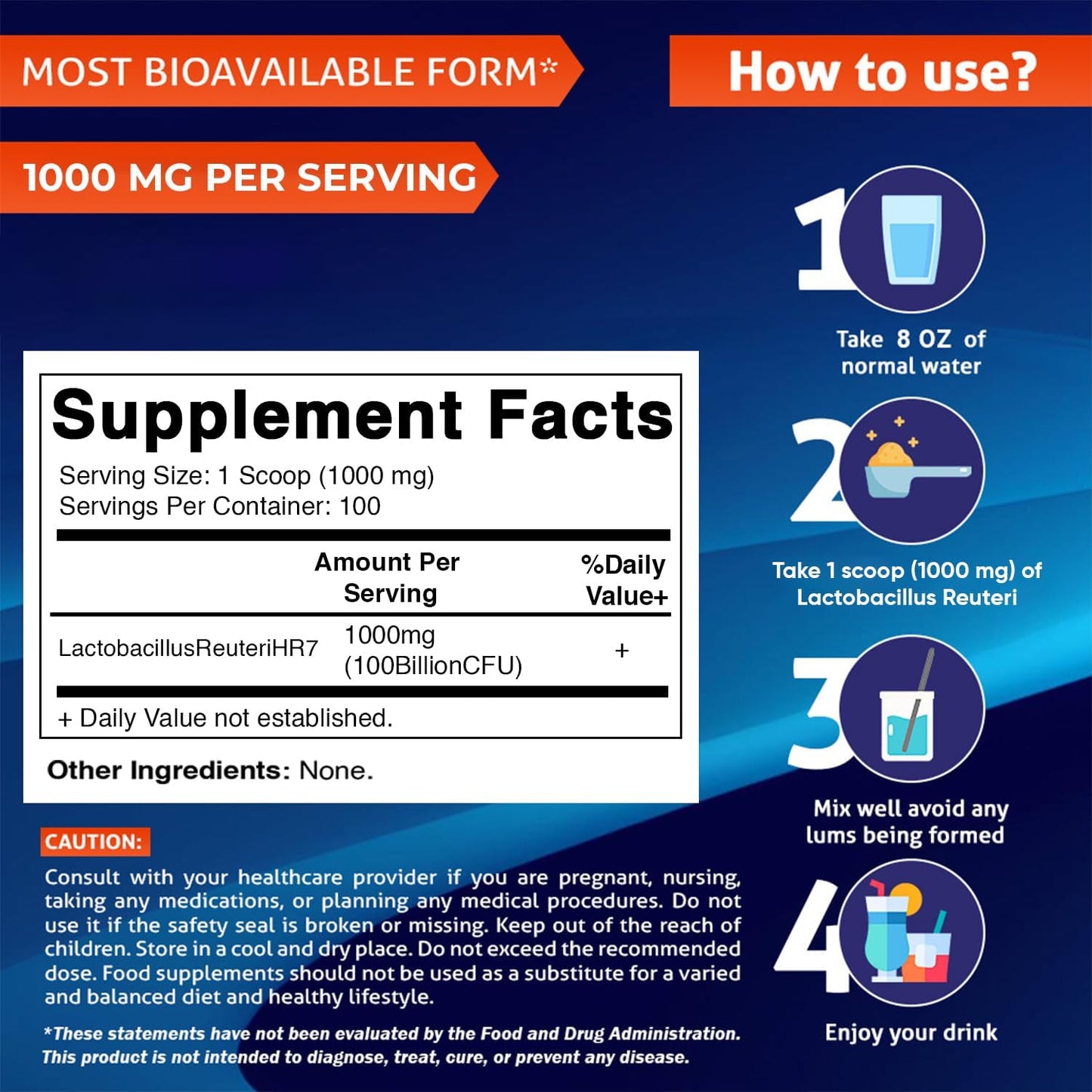 Vitamatic Lactobacillus Reuteri Probiotic Powdert - 100 Gram (3.5 OZ)