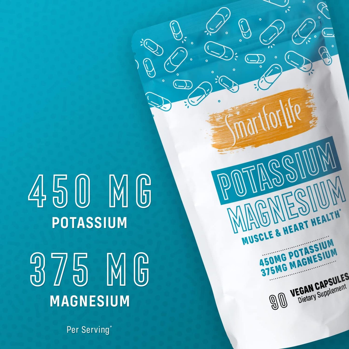SMART FOR LIFE Potassium Magnesium Supplement -90 Vegan Capsules