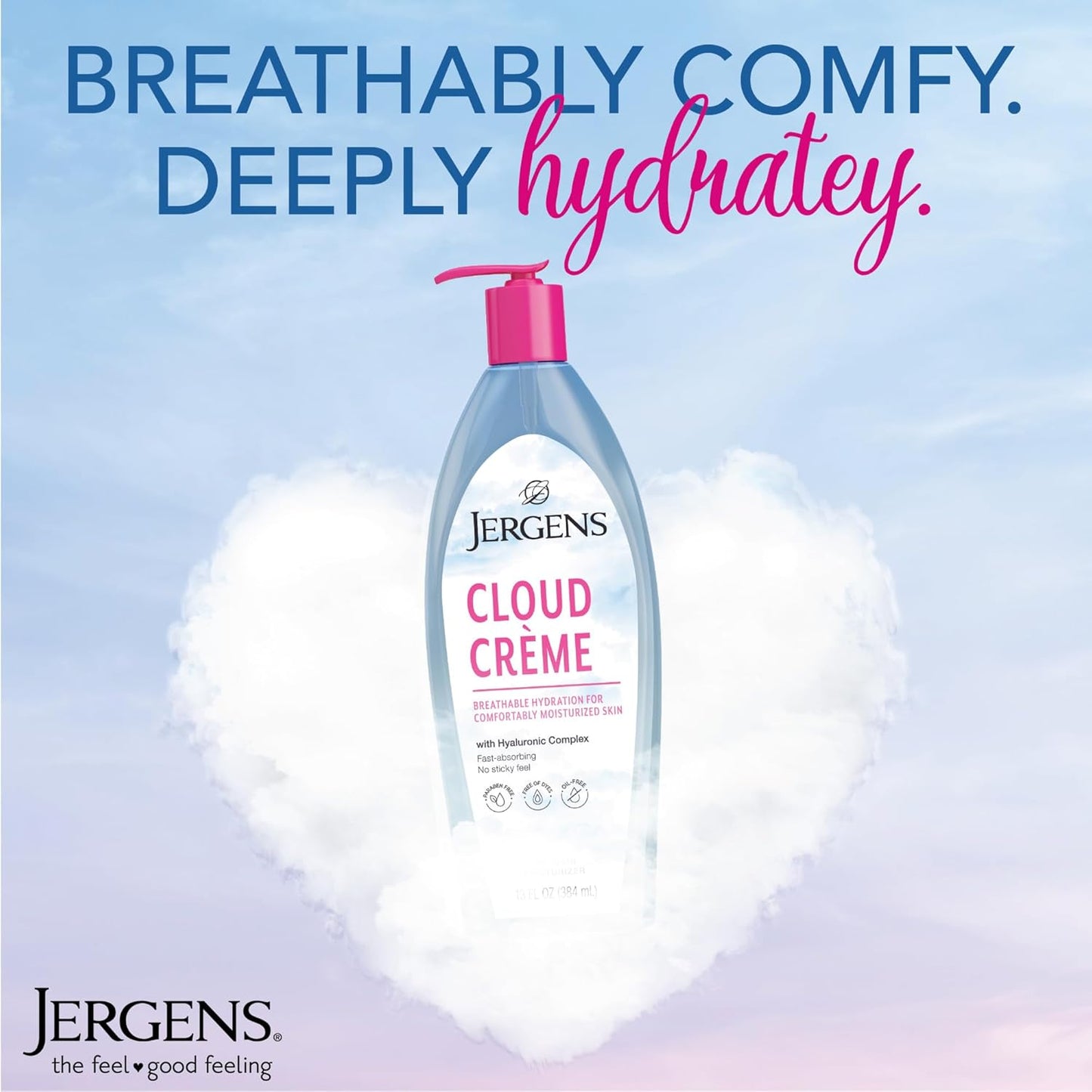 Jergens Cloud Creme Breathable Body Lotion,13 oz,White