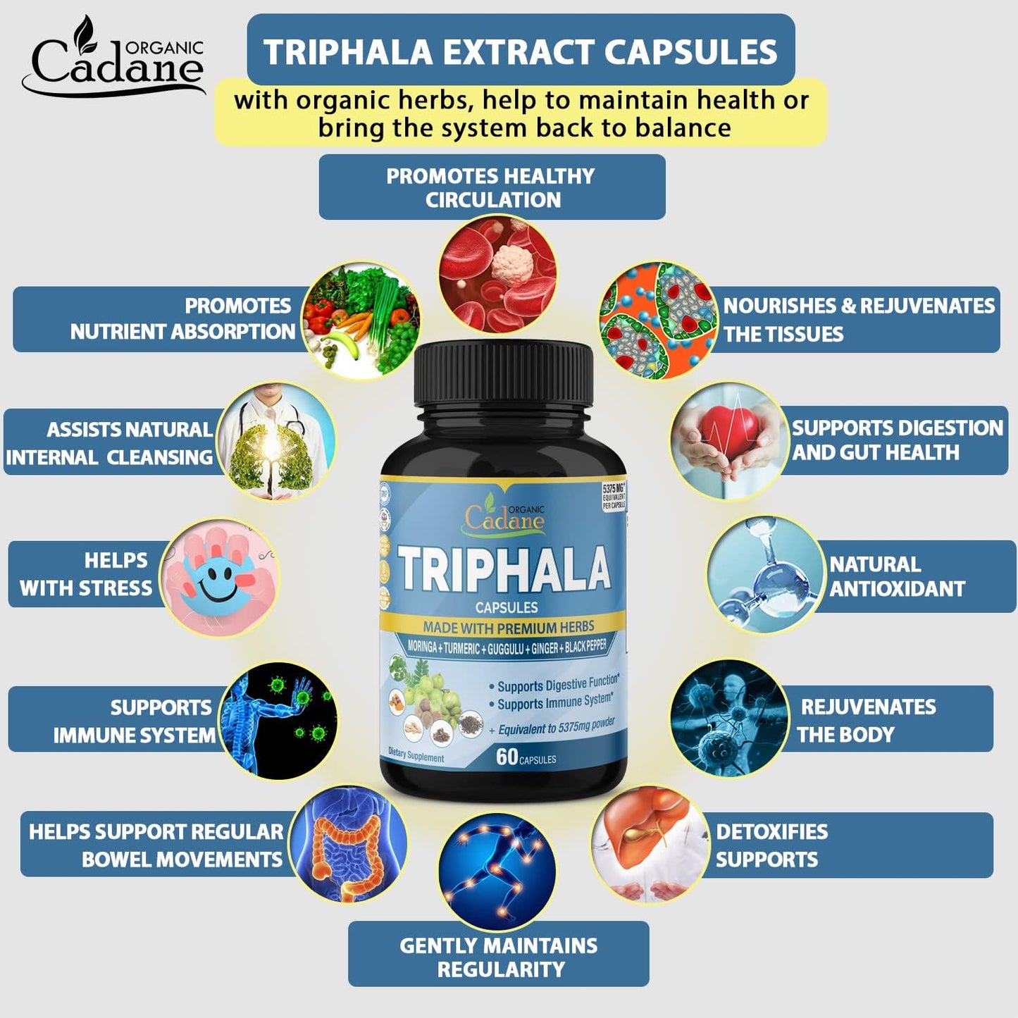Organic Triphala Extract  60 Capsules
