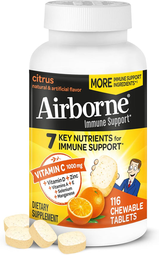 Airborne Vitamin C 1000mg - Citrus Chewable Tablets 116 Count