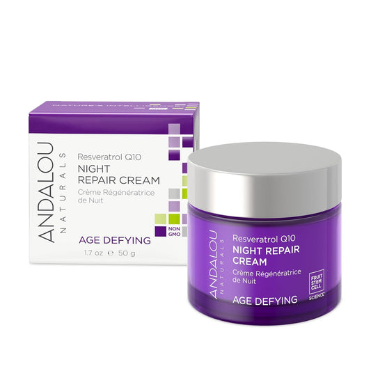Andalou Naturals Resveratrol Q10 Night Repair Cream, 1.7 Ounce