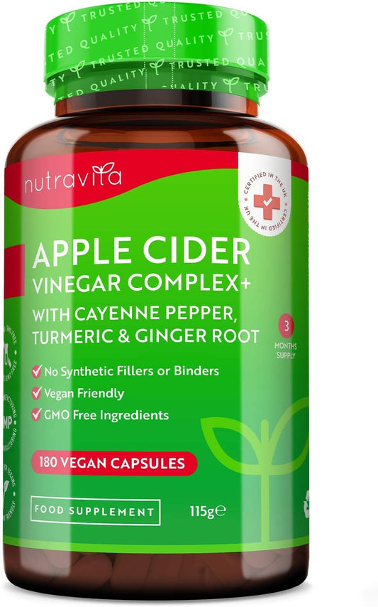Apple Cider Vinegar  with Cayenne Pepper, Turmeric and Ginger Root - 180  Capsules