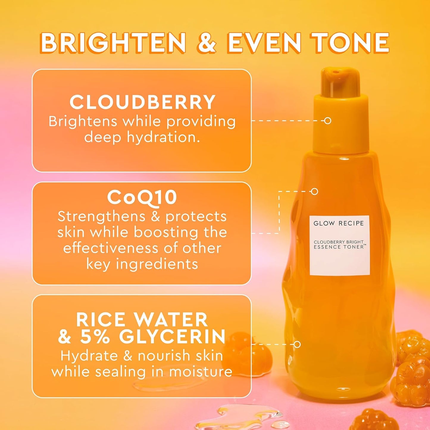 Glow Recipe Cloudberry Brightening Toner + Essence Skincare - 75 ml
