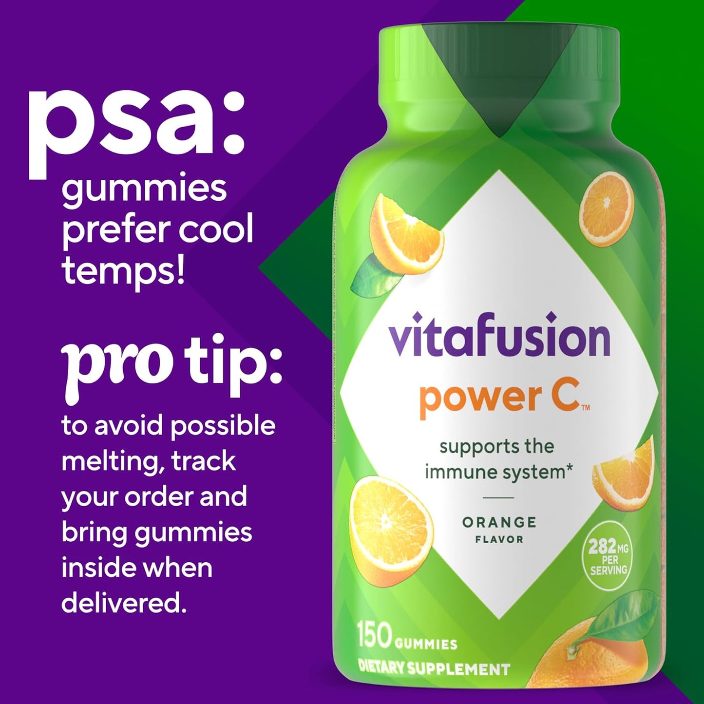 Vitafusion Power C Orange Flavored, 282 mg  150 Count