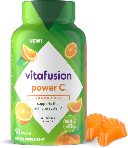 VITAFUSION Sugar Free Power C Vitamin C Gummies,Orange Flavor, 90 Count