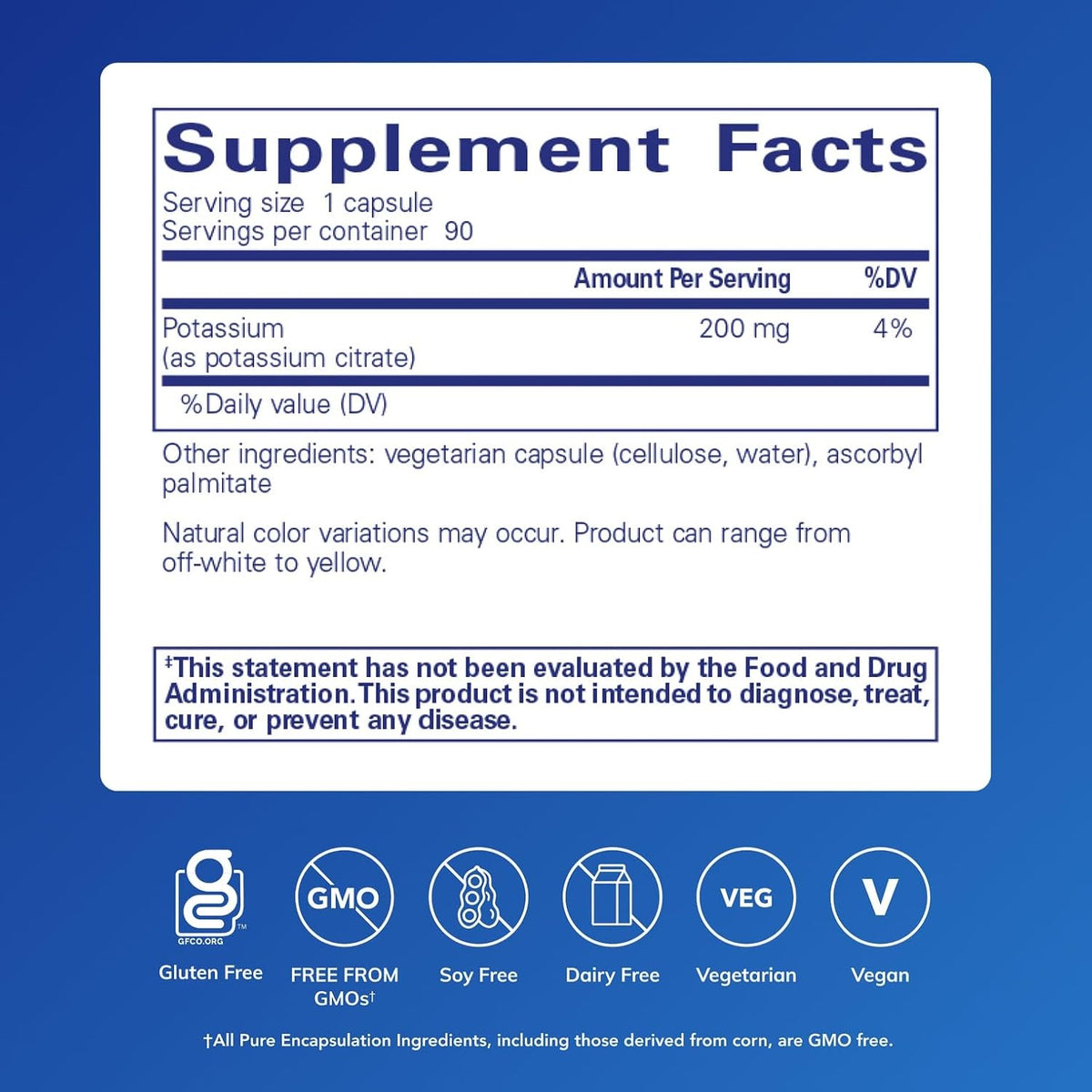 Pure Encapsulations Potassium (Citrate) -  90 Capsules
