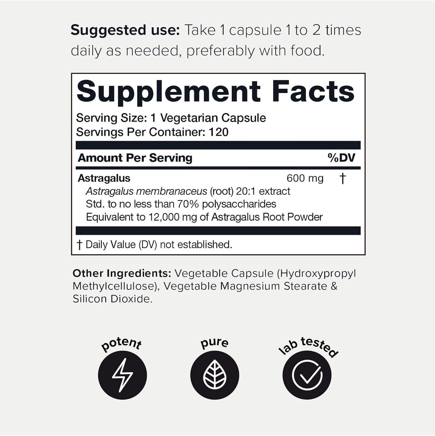 Toniiq Ultra High Strength Astragalus Root Extract - 120 capsules