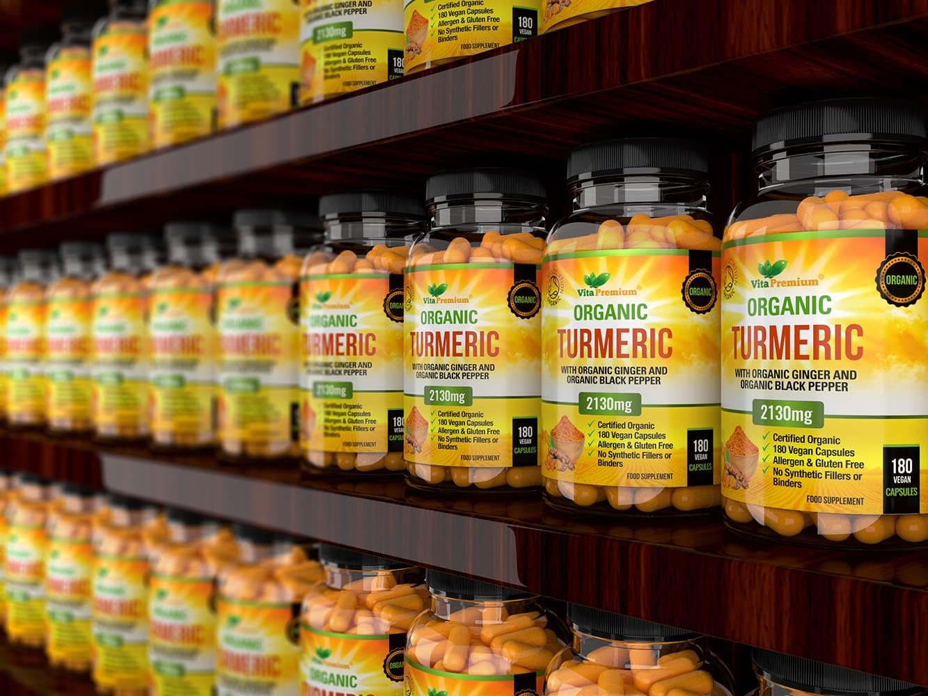 Organic Turmeric Curcumin  with  Ginger 180 Vegan Capsules