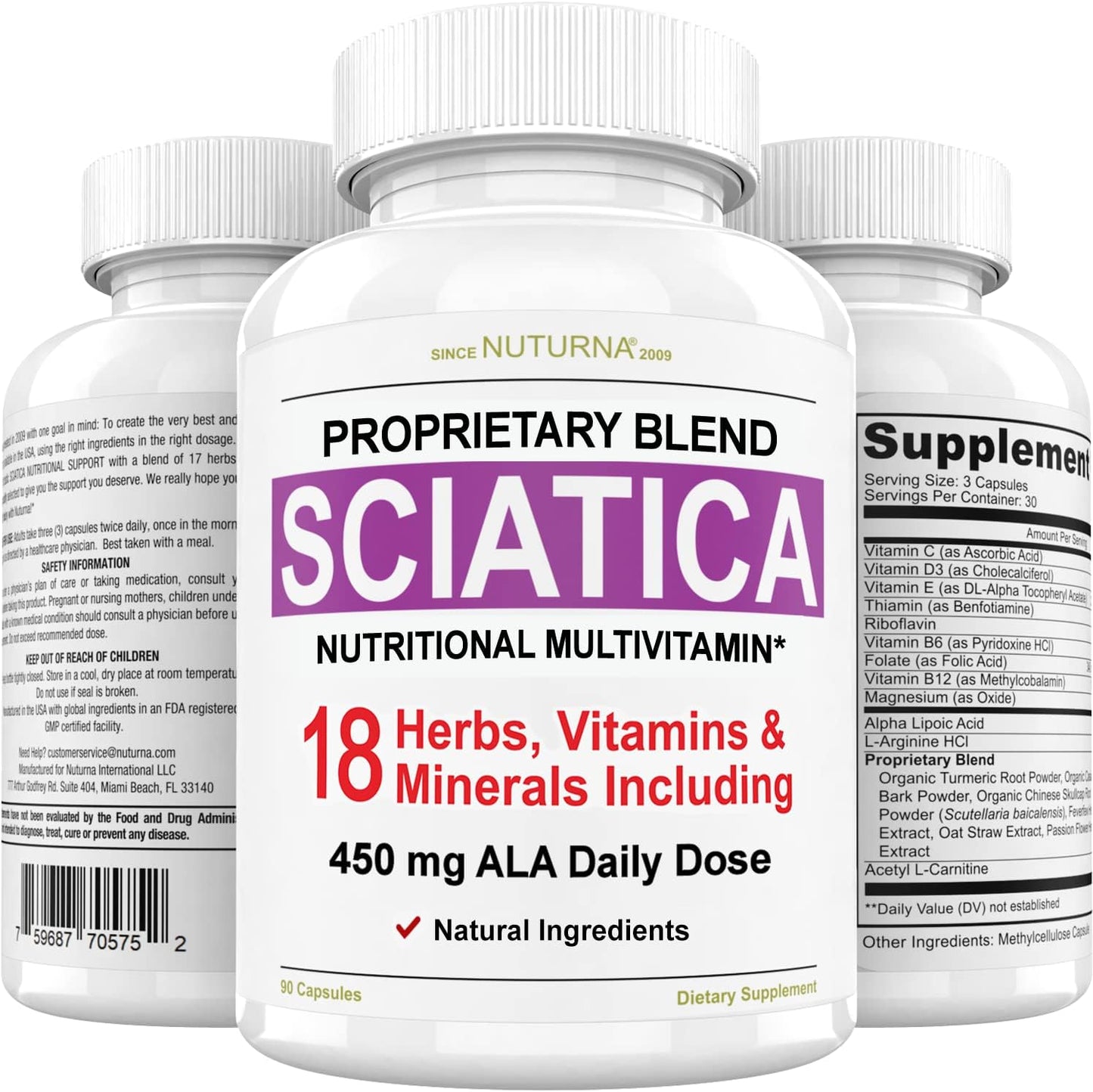 Sciaturna Nerve Nutritional Blend with Alpha Lipoic Acid 90 Capsules