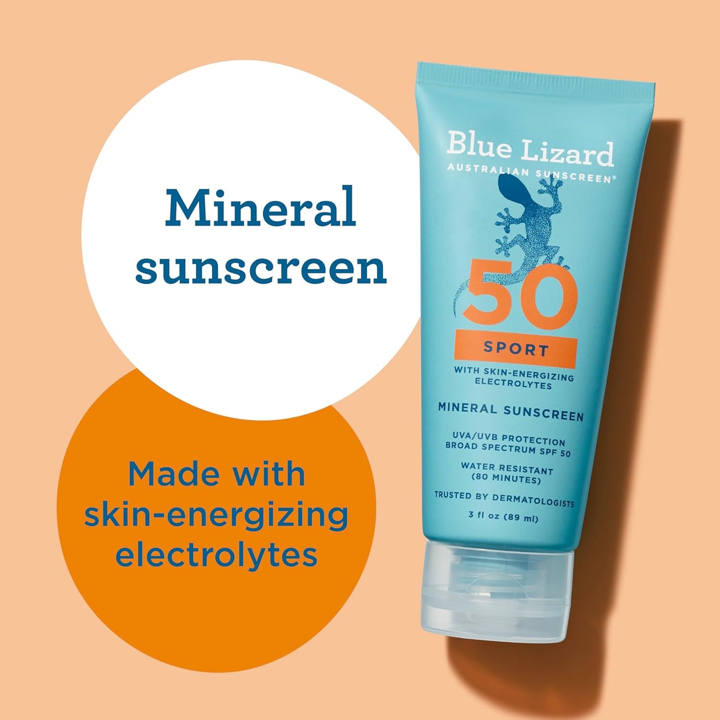 Blue Lizard Sport Mineral SPF 50 Lotion, Ideal for Athletes -  3.0 fl oz