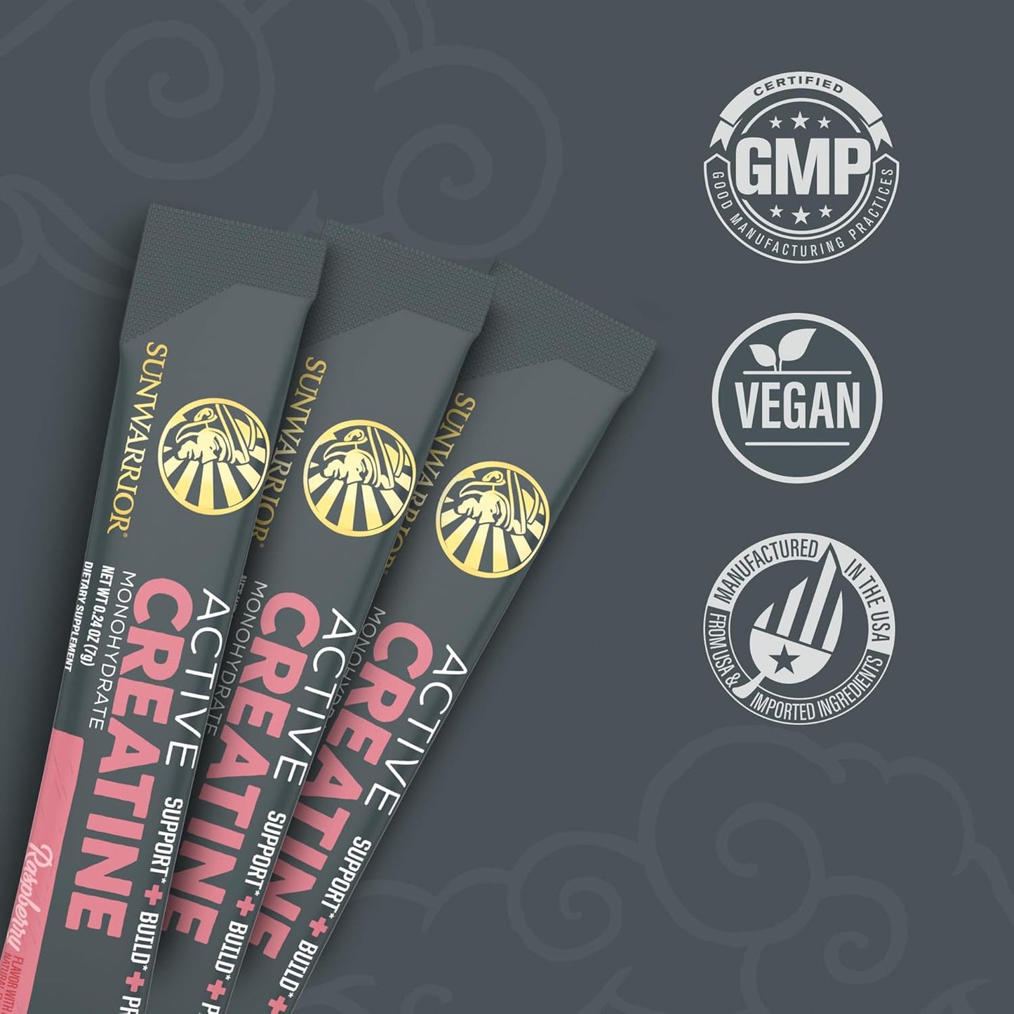 SUNWARRIOR Raspberry Active Creatine Stick Pack 30ct -  0.24 OZ
