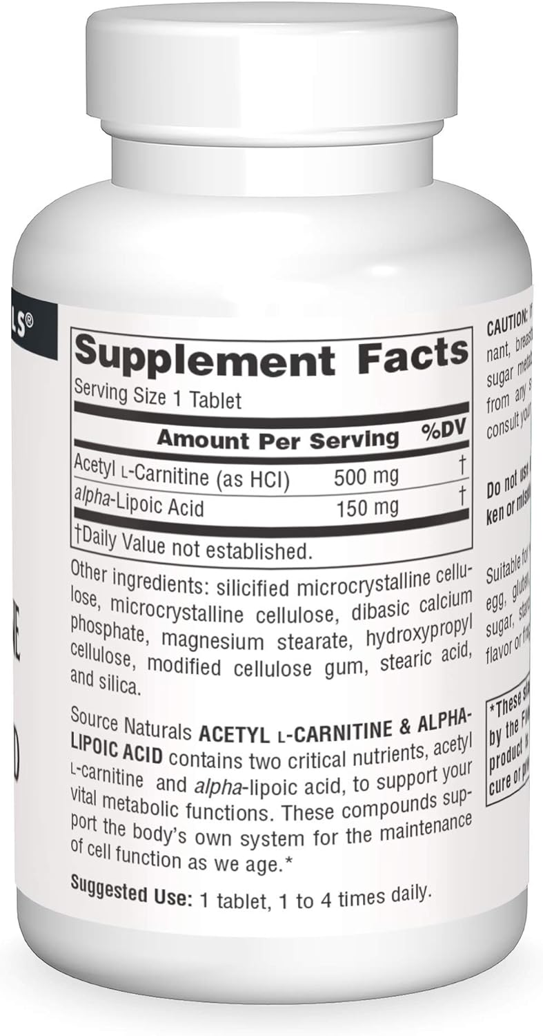 Source Naturals Acetyl L-Carnitine & Alpha-Lipoic Acid  60 Tablets
