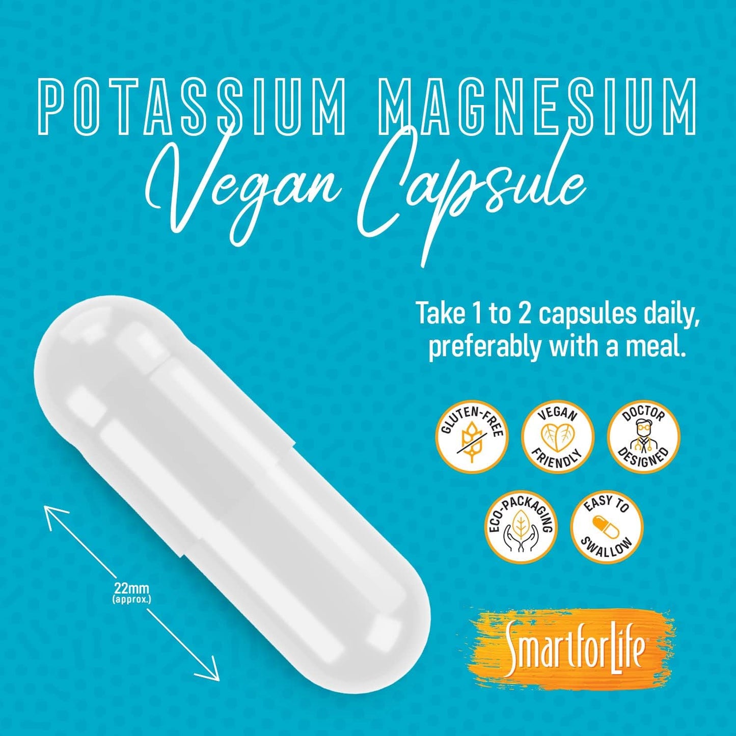 SMART FOR LIFE Potassium Magnesium Supplement -90 Vegan Capsules
