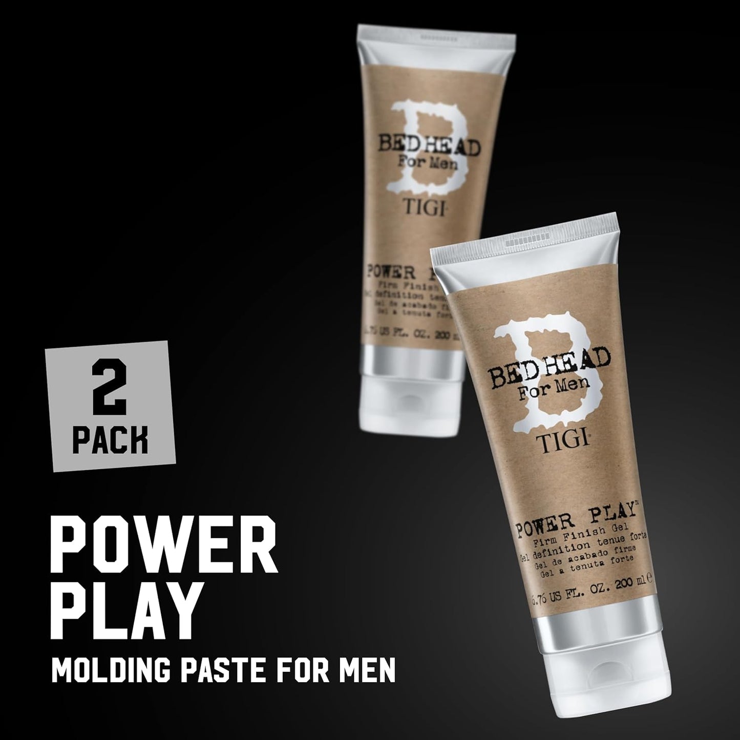 TIGI Bed Head Hair Gel for Men, Power Play 2-Pack –6.76 Oz Ea