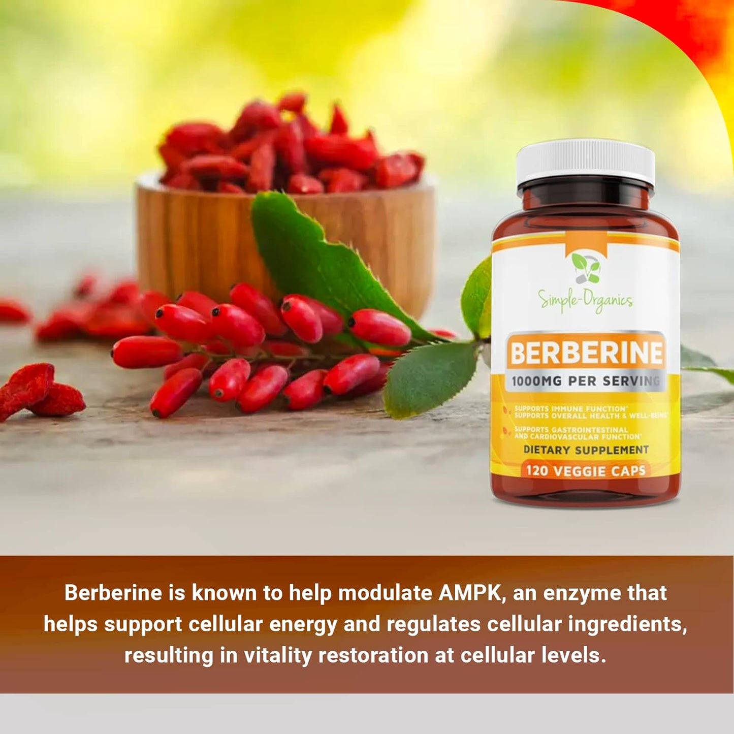Berberine 500mg (1000mg Per Serving) for Supports Healthy Immune Function - 120 Capsules